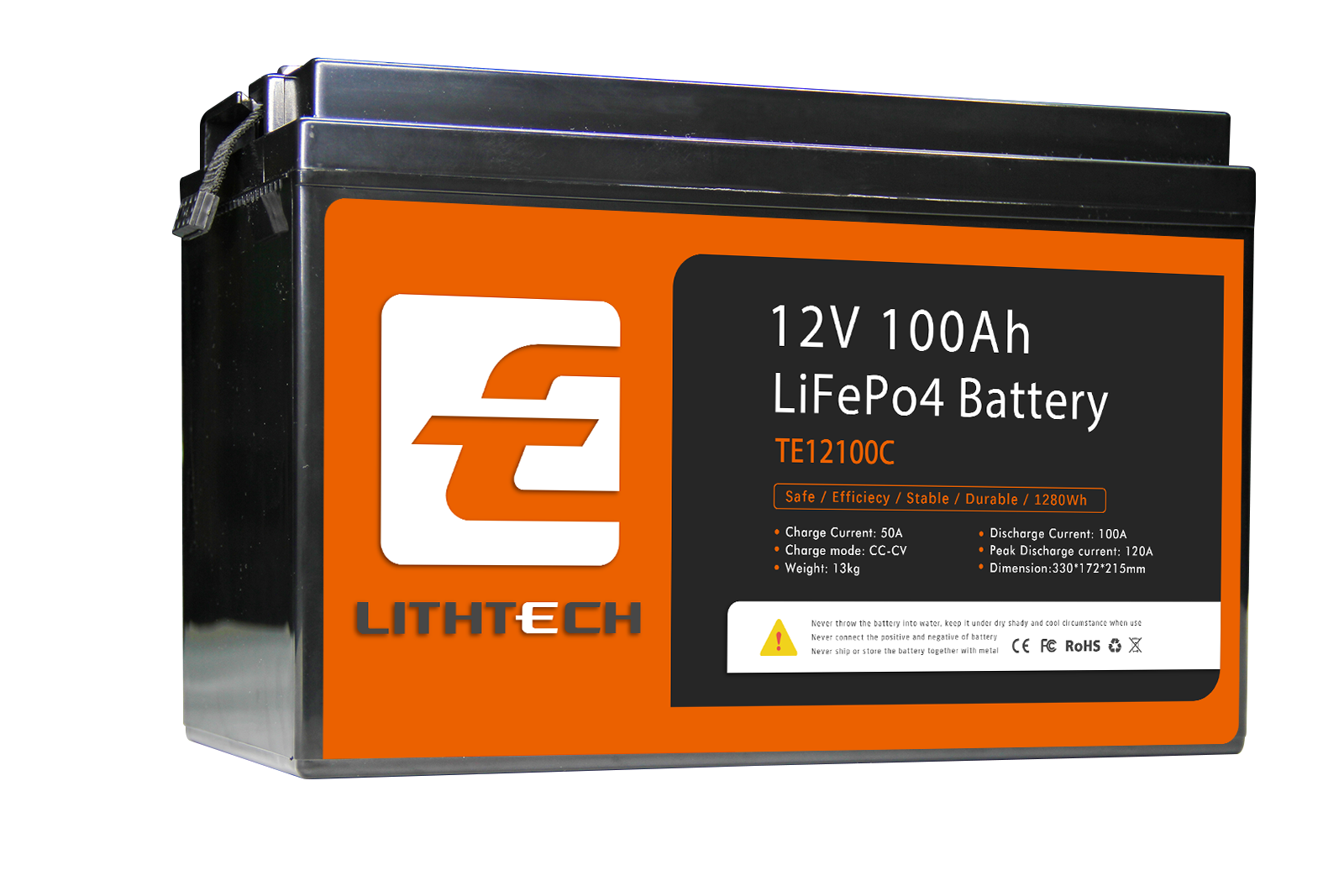 Lithtech TE12100C 32650 Cylindrical Battery Pack 12v 100ah Lithium Ion Batteries
