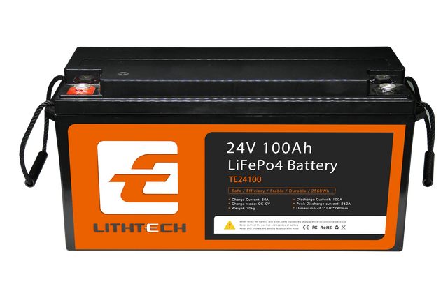Lithtech TE24100 2kw Lithium Battery Ups Lithium Solar Battery LCD USB Deep Cycle Telecom 24v 100ah Lifepo4 Battery Pack 